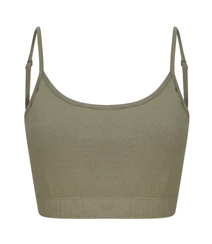 Skinni Fit Womens/Ladies Fashion Sustainable Adjustable Strap Crop Top (Khaki) - UTRW8574