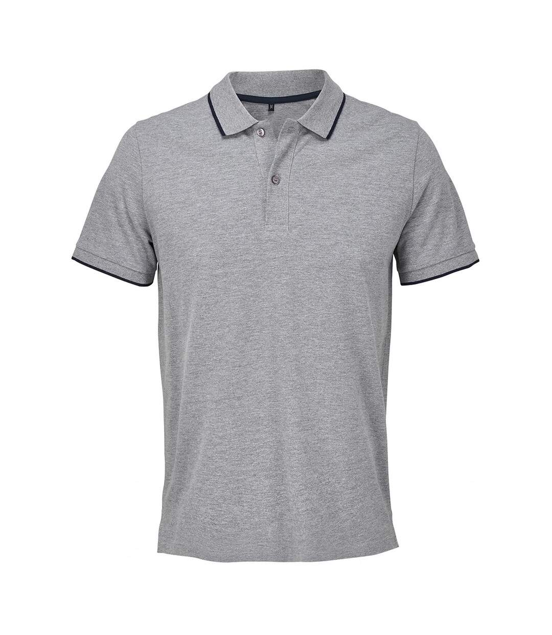 Polo Palermo Adulte Gris Chiné Bleu Marine Français SOLS-1