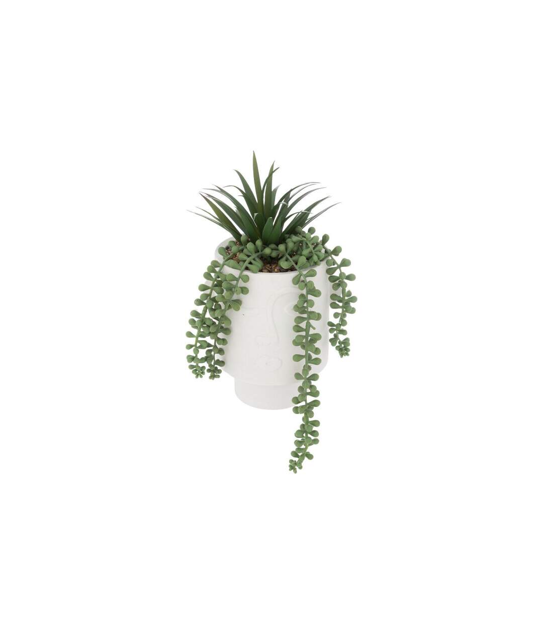 Plante Artificielle en Pot Visage 25cm Blanc-1