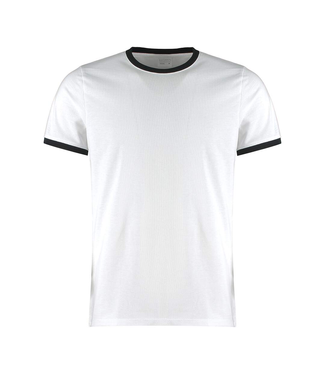 T-shirt ringer homme blanc / noir Kustom Kit-1