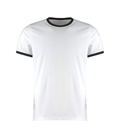 T-shirt ringer homme blanc / noir Kustom Kit