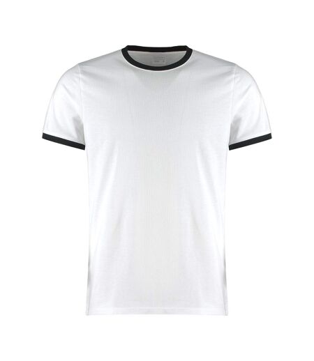 T-shirt ringer homme blanc / noir Kustom Kit