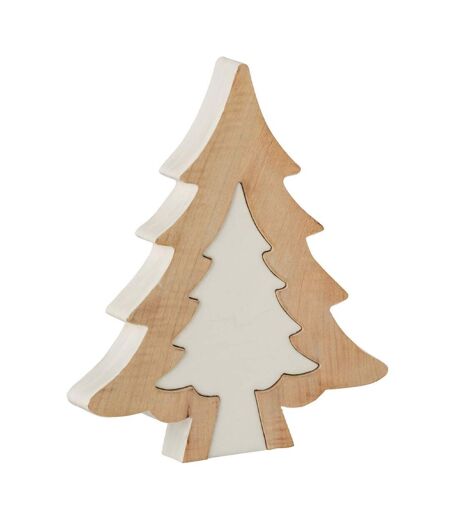 Sapin de Noël à Poser Puzzle 30cm Blanc & Naturel
