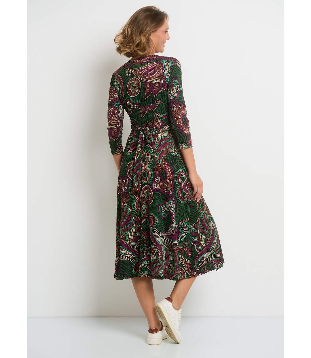 Robe portefeuille taille drapée en maille-2