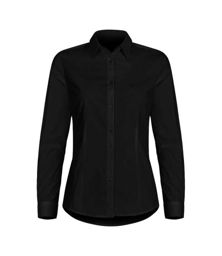 Womens/ladies Stretch Formal Shirt Black Clique