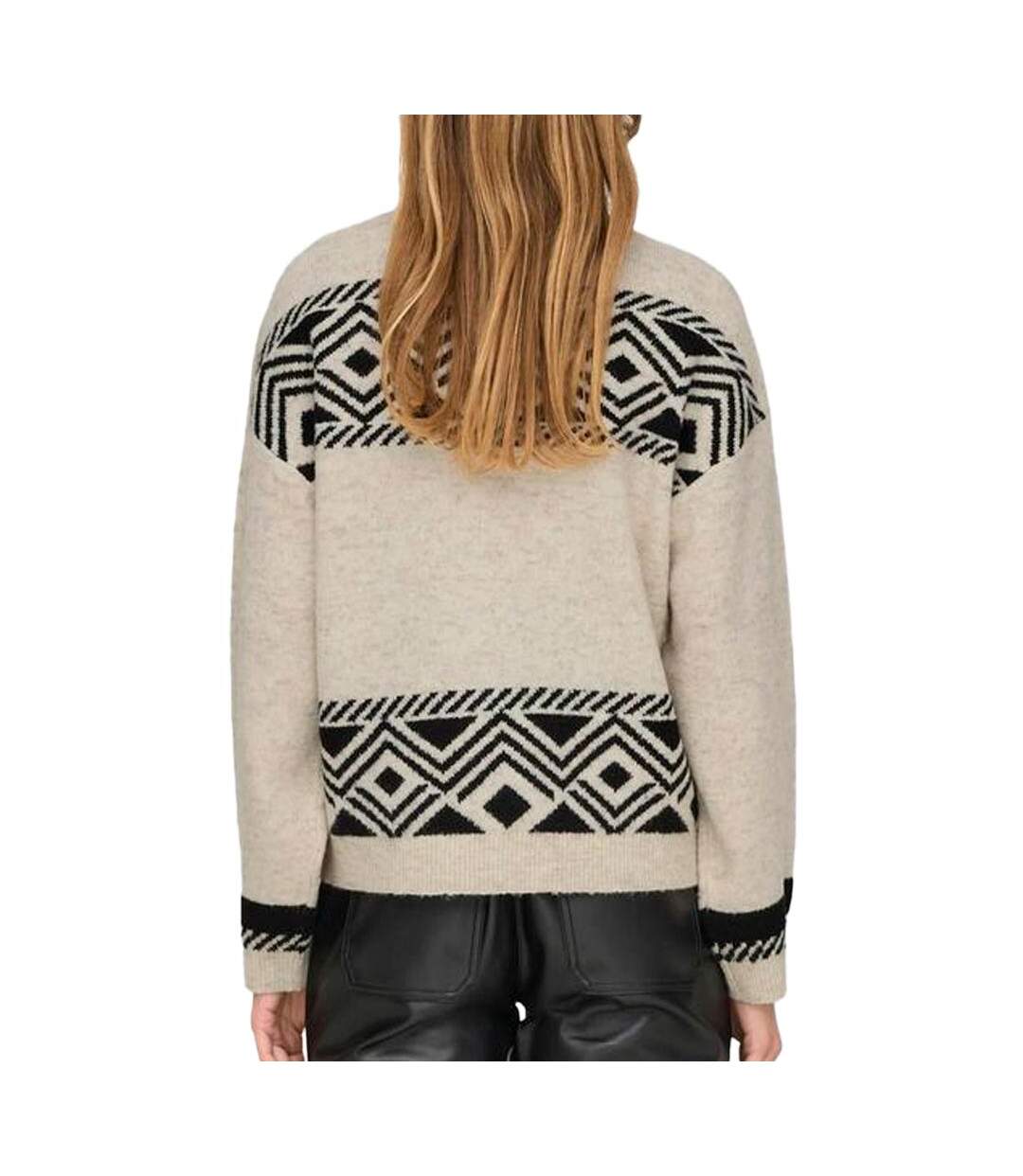 Pull beige/noir femme only victoria-2