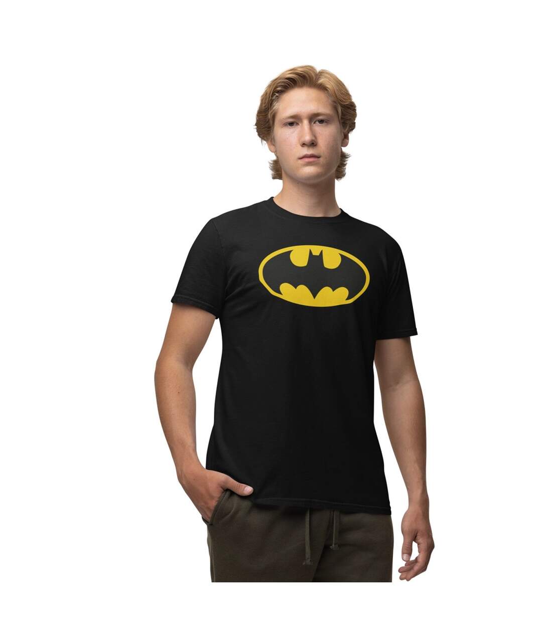 T-shirt Motif/style Logo Classique Homme Noir Jaune Batman-1