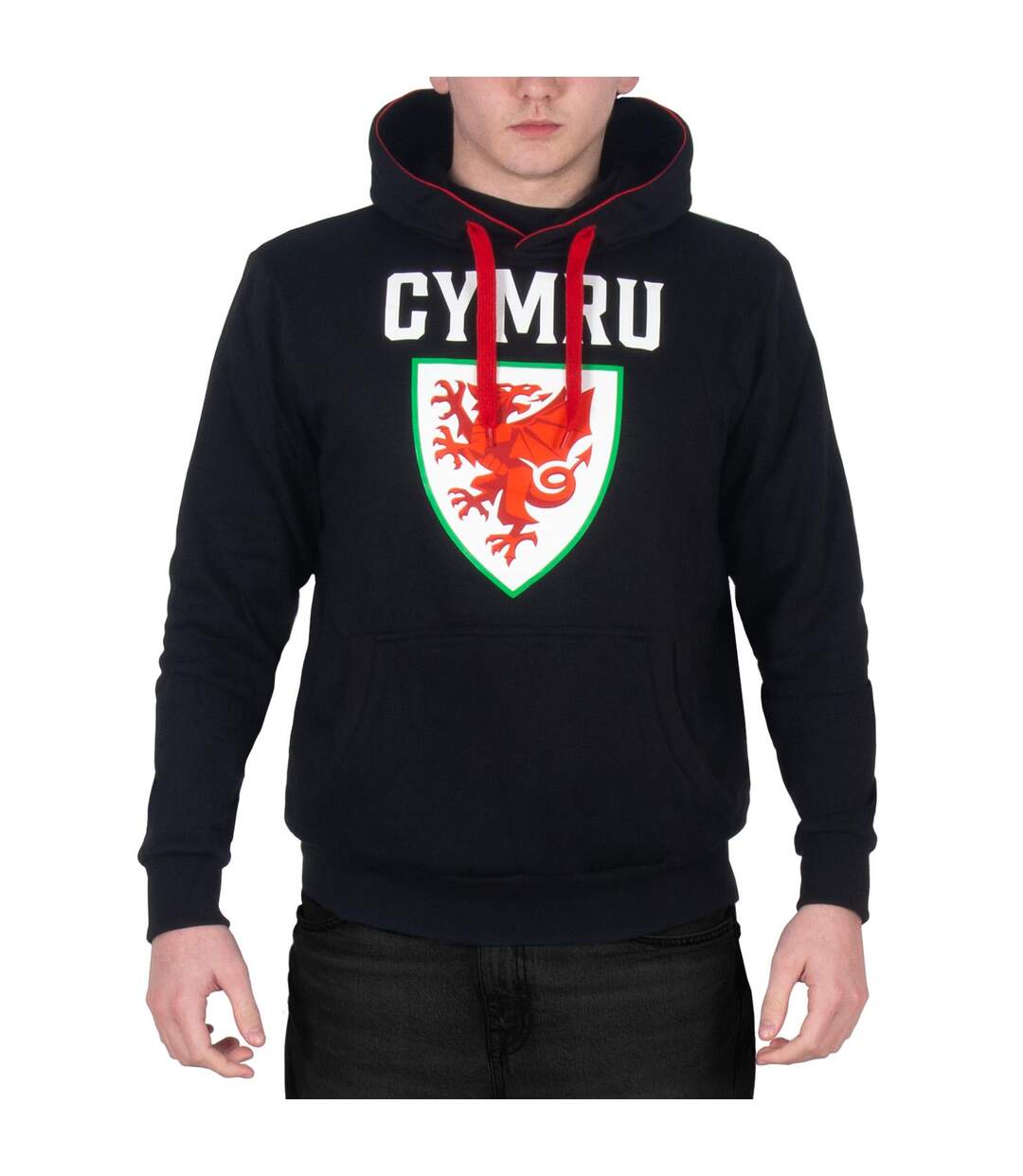 Mens Graphic Fleece Hoodie Black FA Wales-1