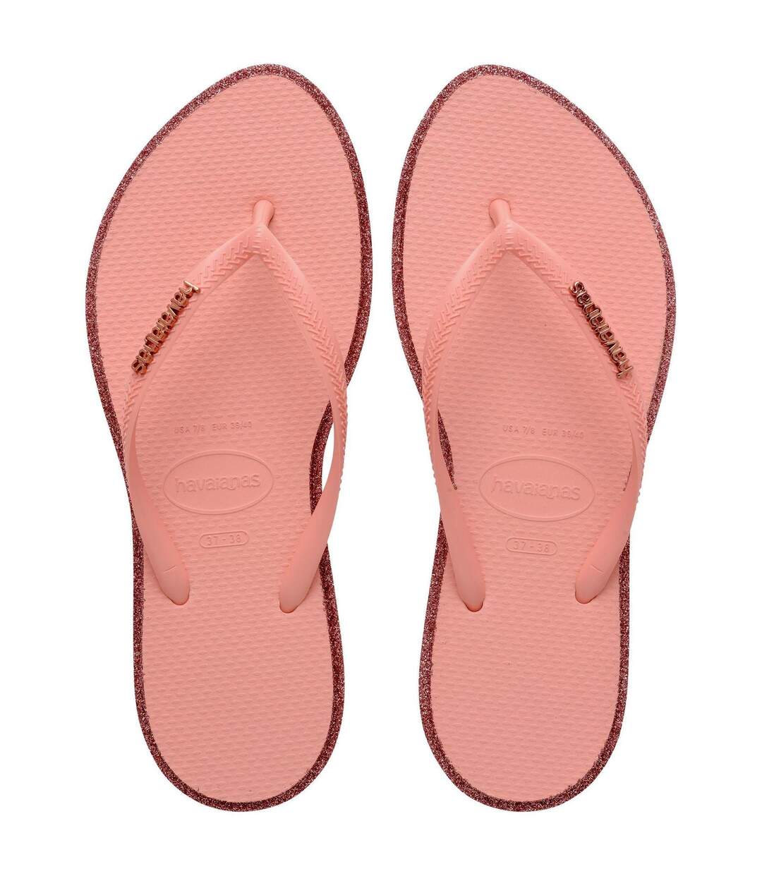 Womens/ladies Glitter Pointed Flip Flops Blossom Clay Havaianas-2