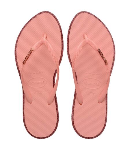 Womens/ladies Glitter Pointed Flip Flops Blossom Clay Havaianas