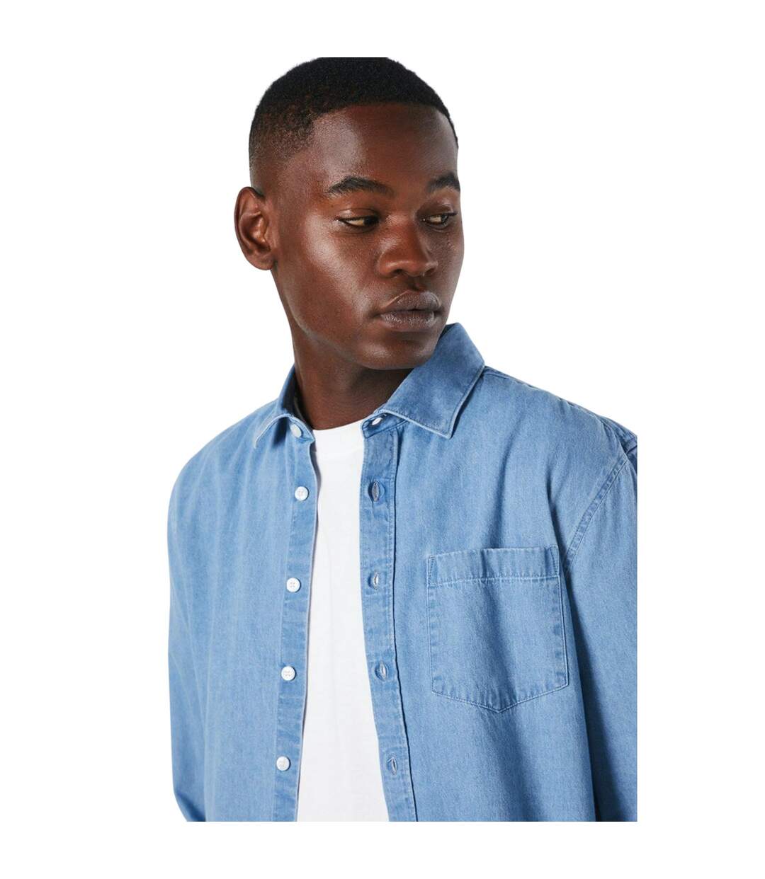 Mens denim long-sleeved shirt light blue Burton