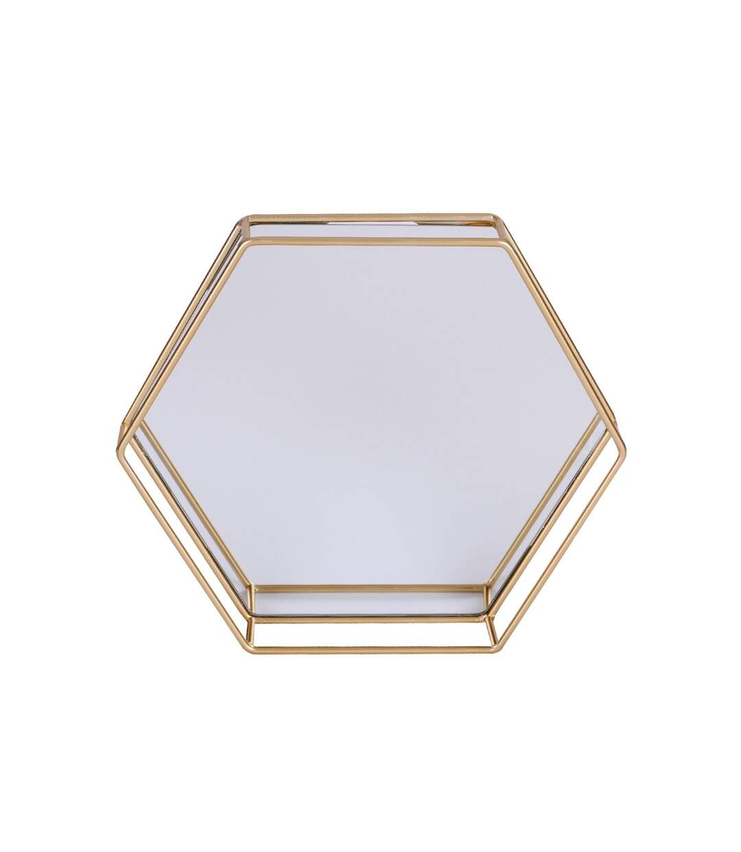 Plateau en Métal Polygone - Doré et Miroir-2