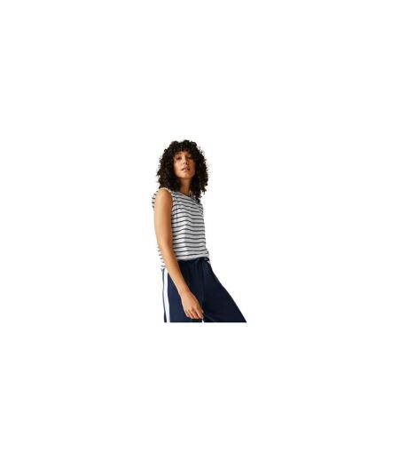 Womens/ladies Fariene Striped Sleeveless Top White Navy Regatta