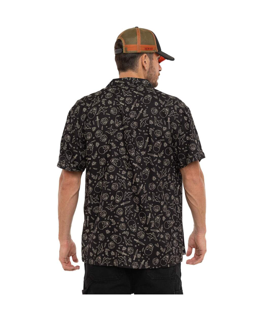 Chemise homme fluide manches courtes en viscose imprimée Tats Vondutch-3