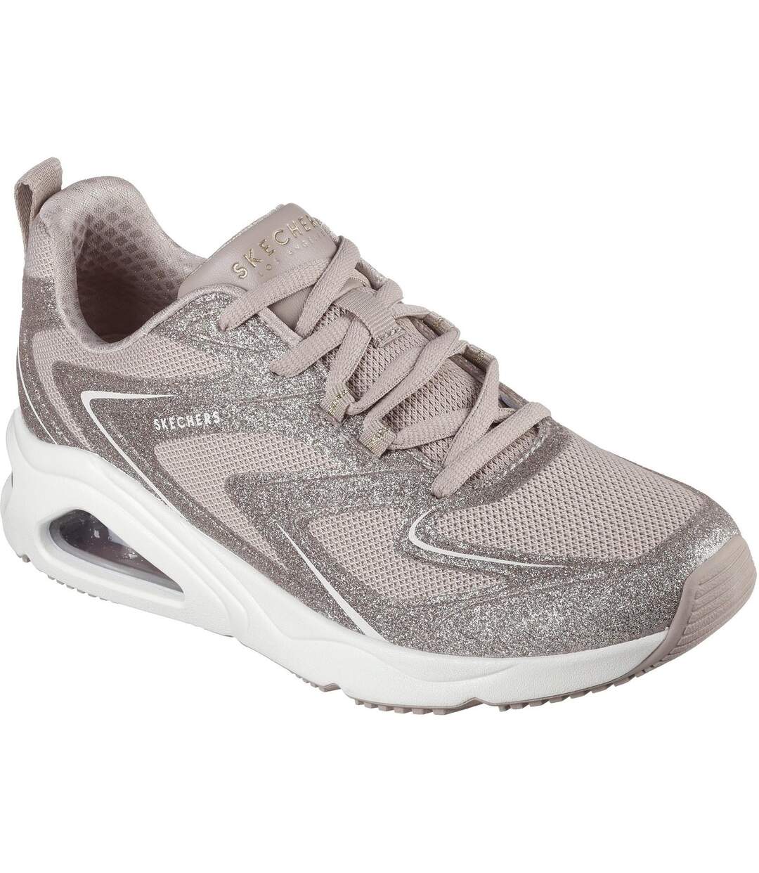 Womens/ladies Tres Air Uno Glitter Trainers Taupe Skechers-1