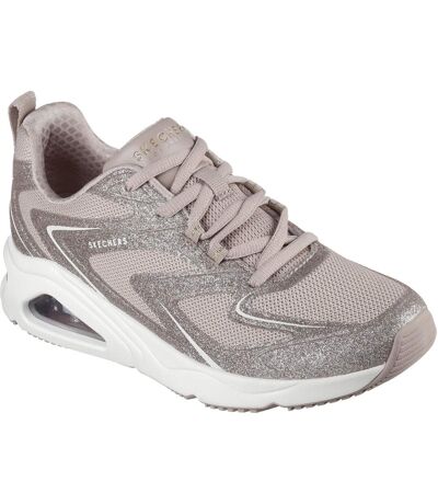 Womens/ladies Tres Air Uno Glitter Trainers Taupe Skechers