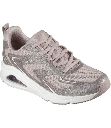 Womens/ladies Tres Air Uno Glitter Trainers Taupe Skechers