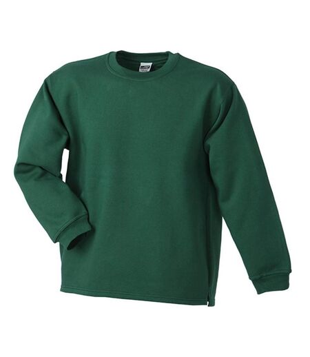 James and Nicholson Unisex Open Hem Sweatshirt (Dark Green)