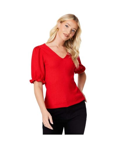 Womens/ladies v neck short-sleeved top red Dorothy Perkins