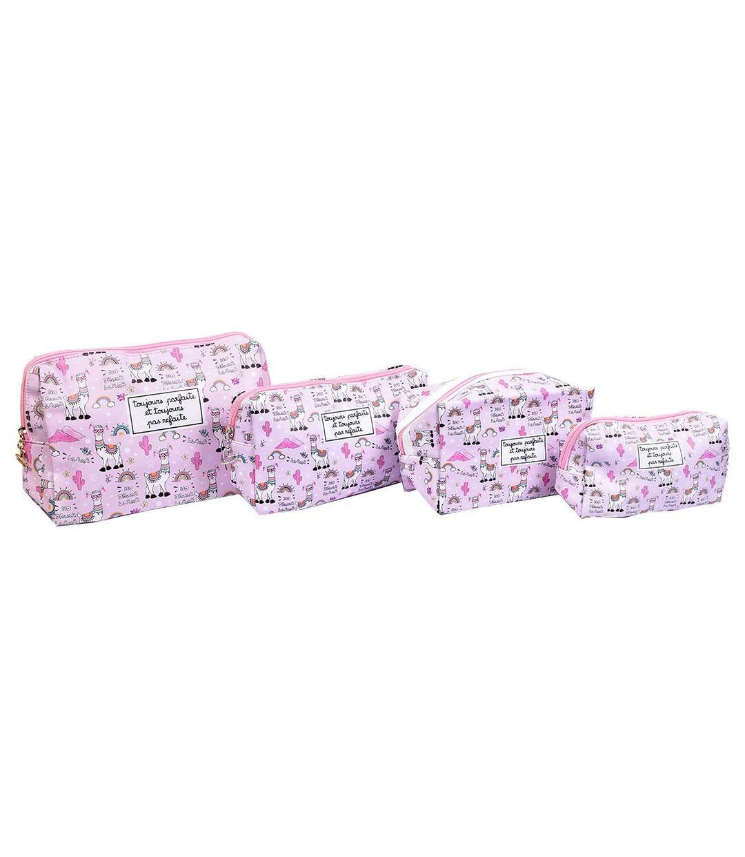 Trousse de Toilette Femme Tendance et fantaisie Pack de 4 Trousses TOUJOURS PARFAITES Lama-1