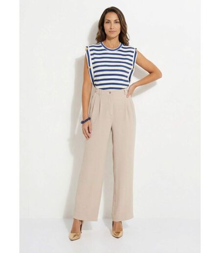 Pantalon large semi élastiqué à pinces