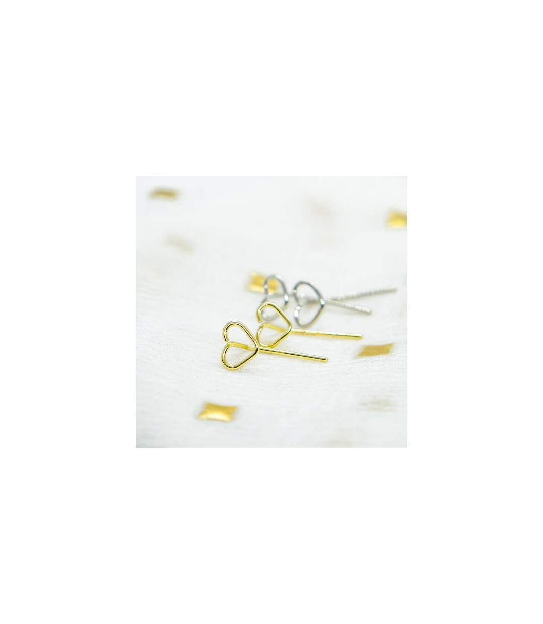 Silver Gold Heart Minimalist Wire Handmade Simple Love Stick Stud Earrings-2