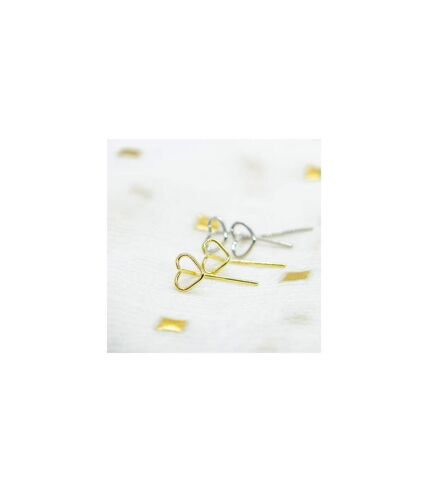 Silver Gold Heart Minimalist Wire Handmade Simple Love Stick Stud Earrings