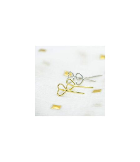 Silver Gold Heart Minimalist Wire Handmade Simple Love Stick Stud Earrings