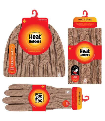 Heat Holders - Womens Thermal Winter Fleece Hat, Neck Warmer and Converter Gloves set