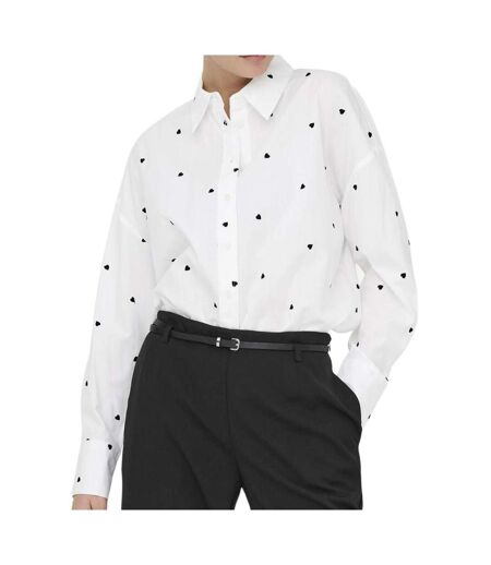 Chemise blanche brodés cœur noir femme blanc jdy nelly