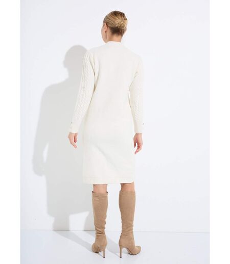 Robe-pull courte tricot uni col rond
