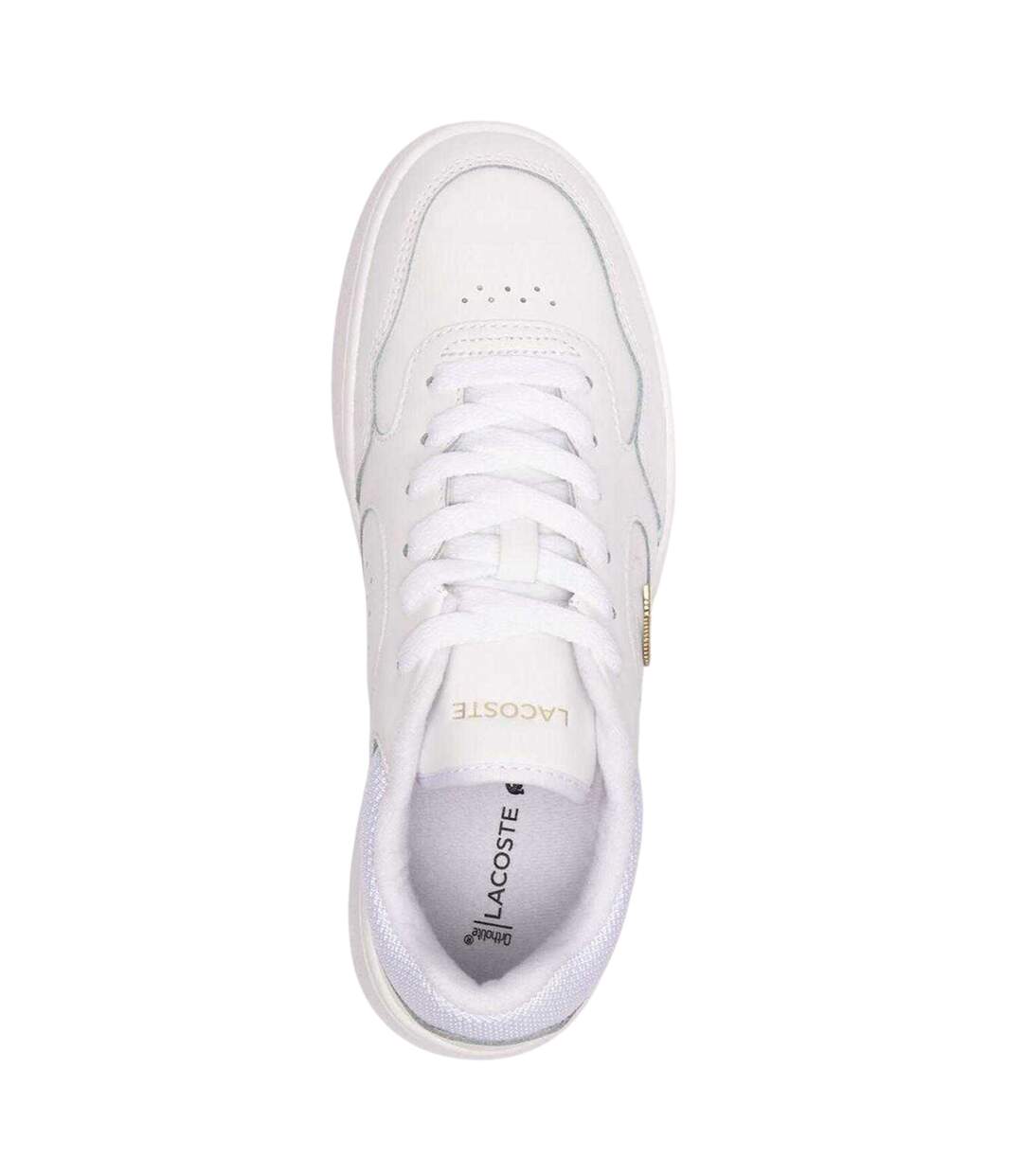 Womens/ladies Lineset Leather Flat Trainers White Gold Lacoste-4
