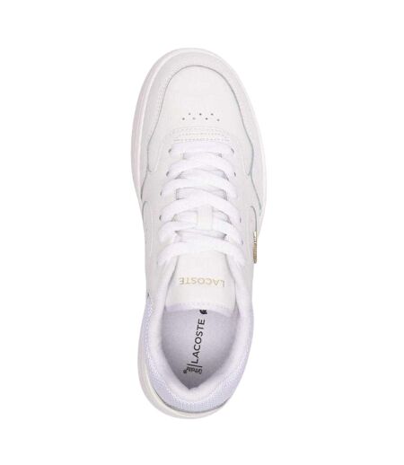 Womens/ladies Lineset Leather Flat Trainers White Gold Lacoste