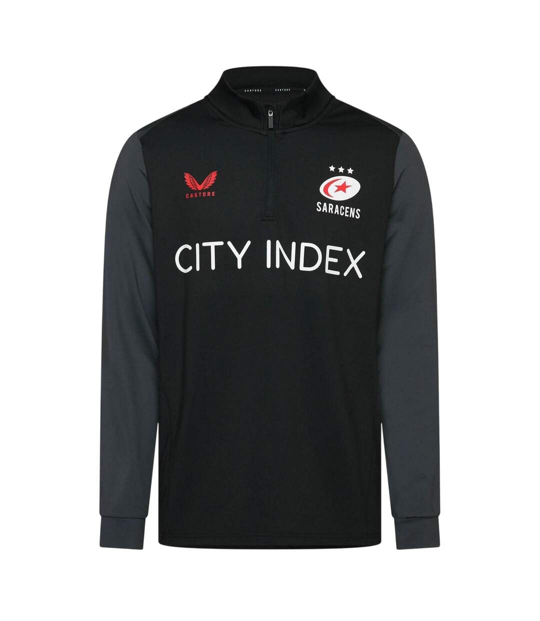 Mens Saracens Fleece Track Top Caviar Ebony Castore-2