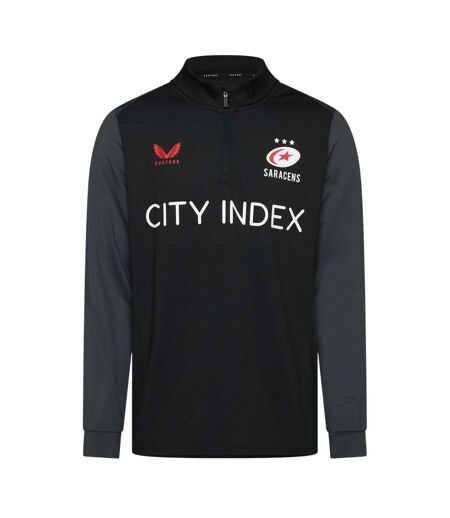 Mens Saracens Fleece Track Top Caviar Ebony Castore