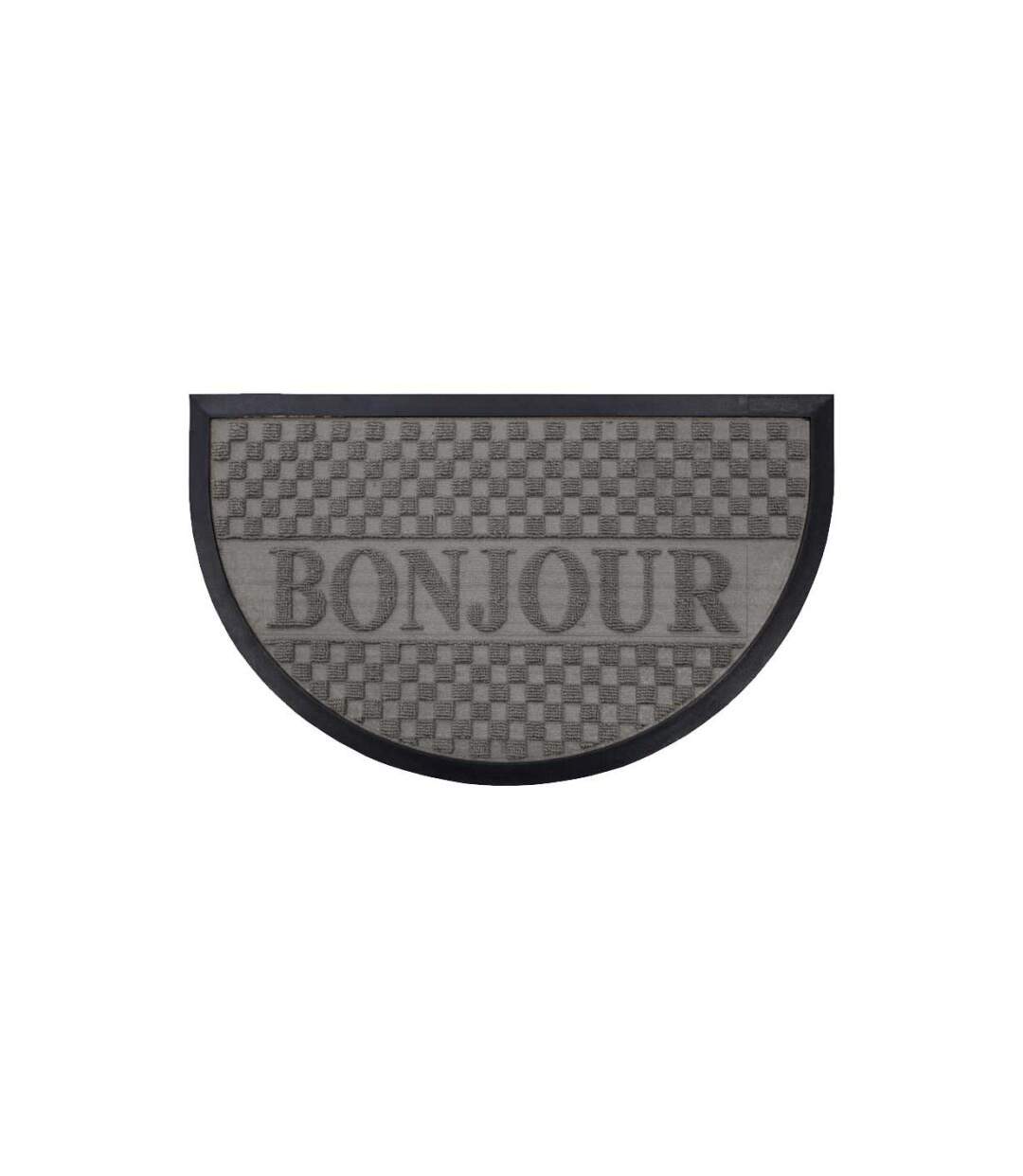 Tapis d'Entrée Demi-Lune Bonjour 45x75 cm Gris-1
