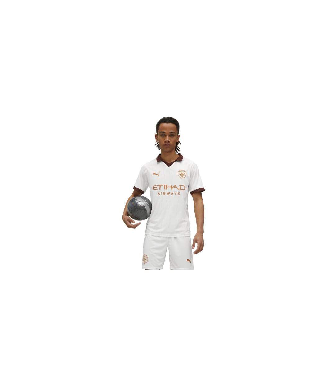 Mens Manchester City Fc Replica Football Shirt White Brown Puma-1