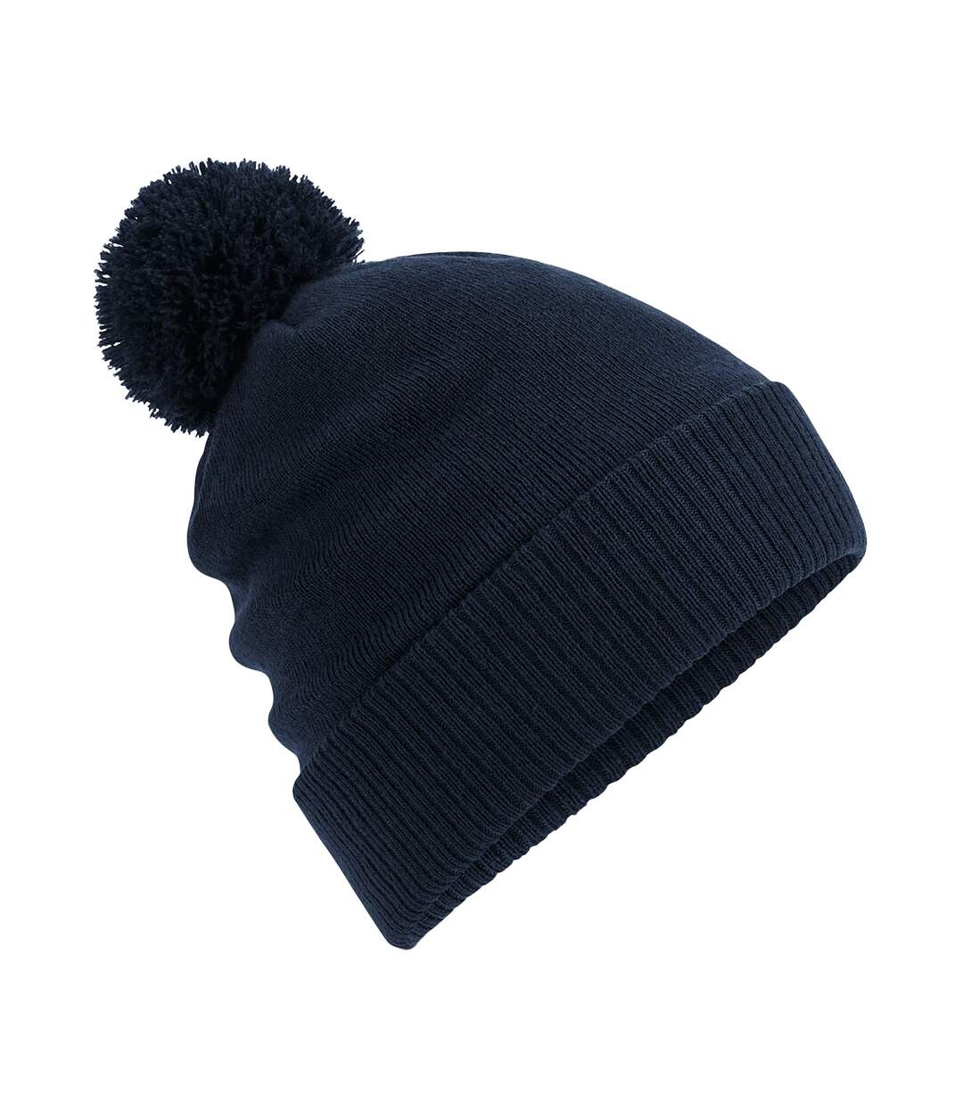 Bonnet À Revers Avec Pompon Bleu Marine Beechfield-1