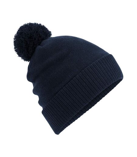 Bonnet À Revers Avec Pompon Bleu Marine Beechfield