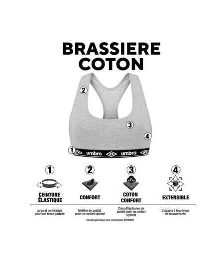 Lot de 3 brassières femme en coton Umbro élastique Noir Umbro