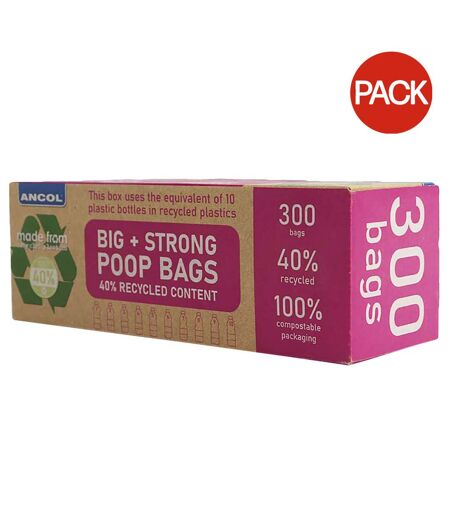 Pack of 3  Giant recycled dog poop bags 00 one size pink/brown Ancol