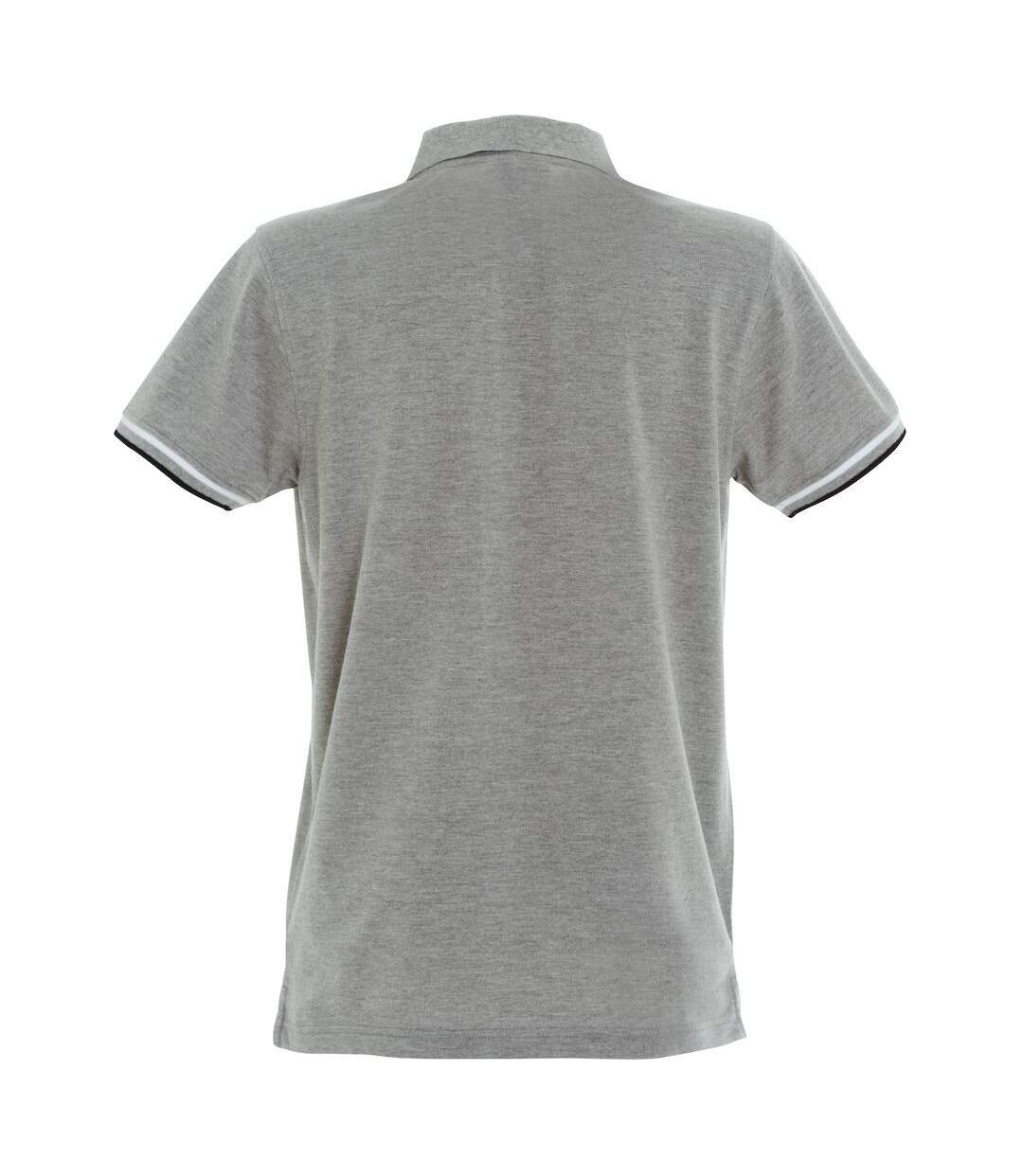 Clique Mens Newton Stripe Detail Polo Shirt (Grey Melange)
