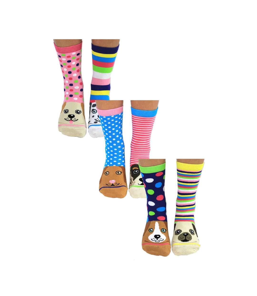 3 paires de chaussettes motif pattes de chiens pour dames-1