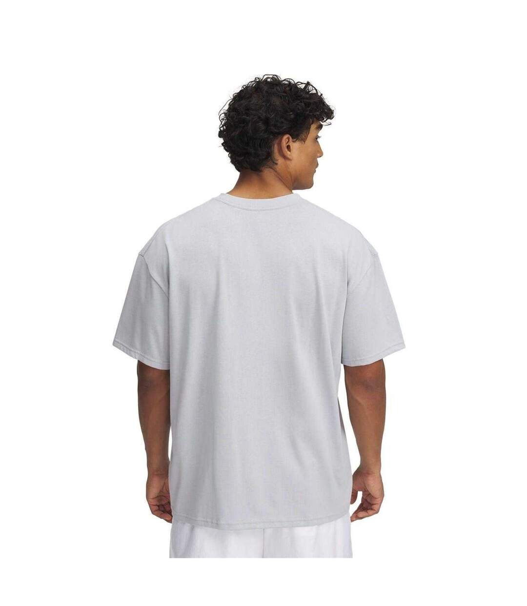 Mens Logo Heavyweight Loose T-shirt Grey Under Armour-2