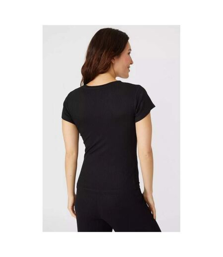 Debenhams Womens/Ladies Ribbed Viscose Twisted Pajama Top (Black) - UTDH5401
