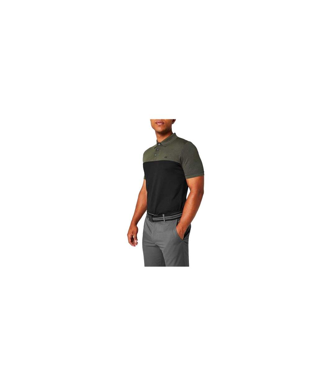 Mens Colour Block Golf Polo Shirt Olive Grey Black Calvin Klein-1