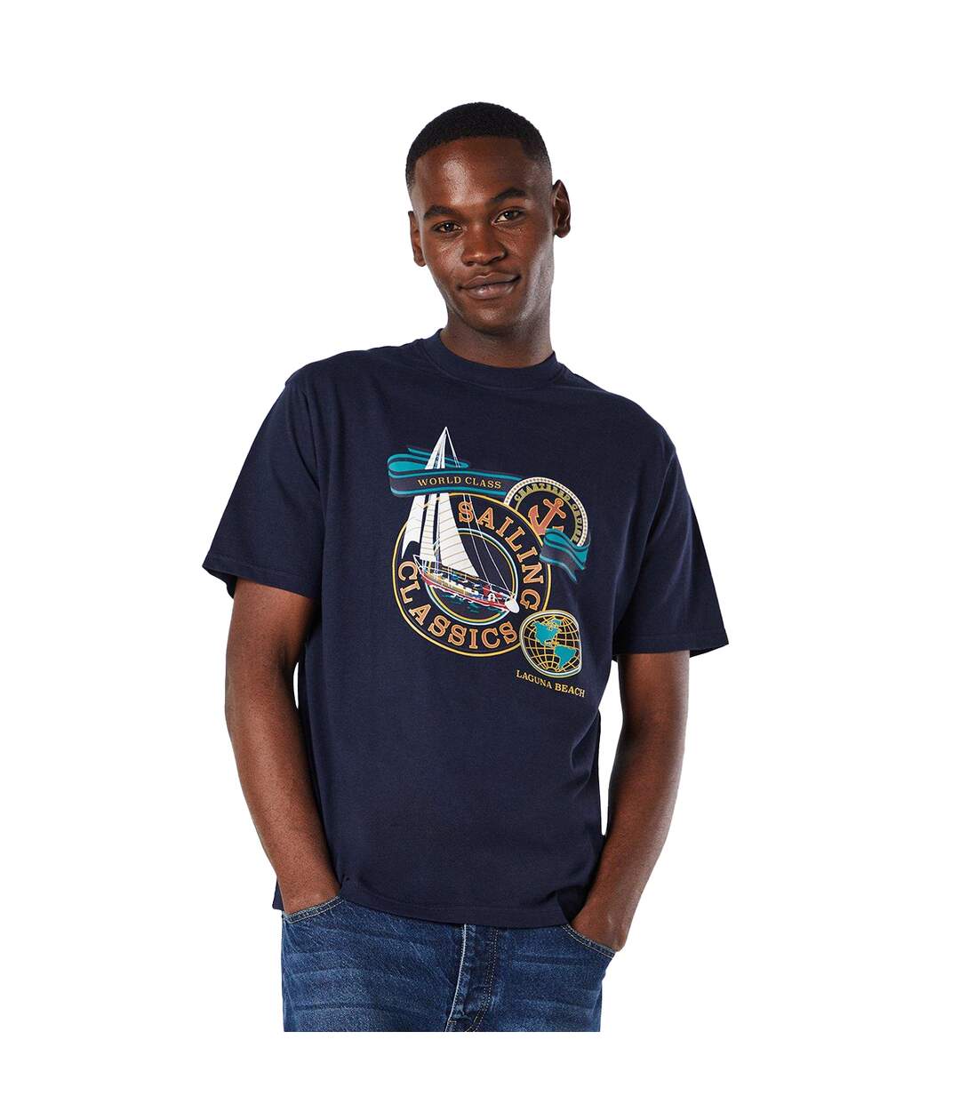 T-shirt sailing classics homme bleu marine Maine-1