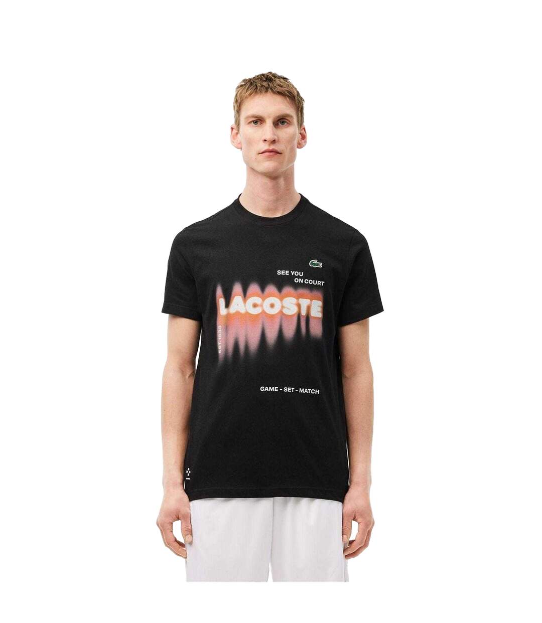 T-shirt Motif/style Logo Daniil Medvedev Homme Noir Lacoste-4