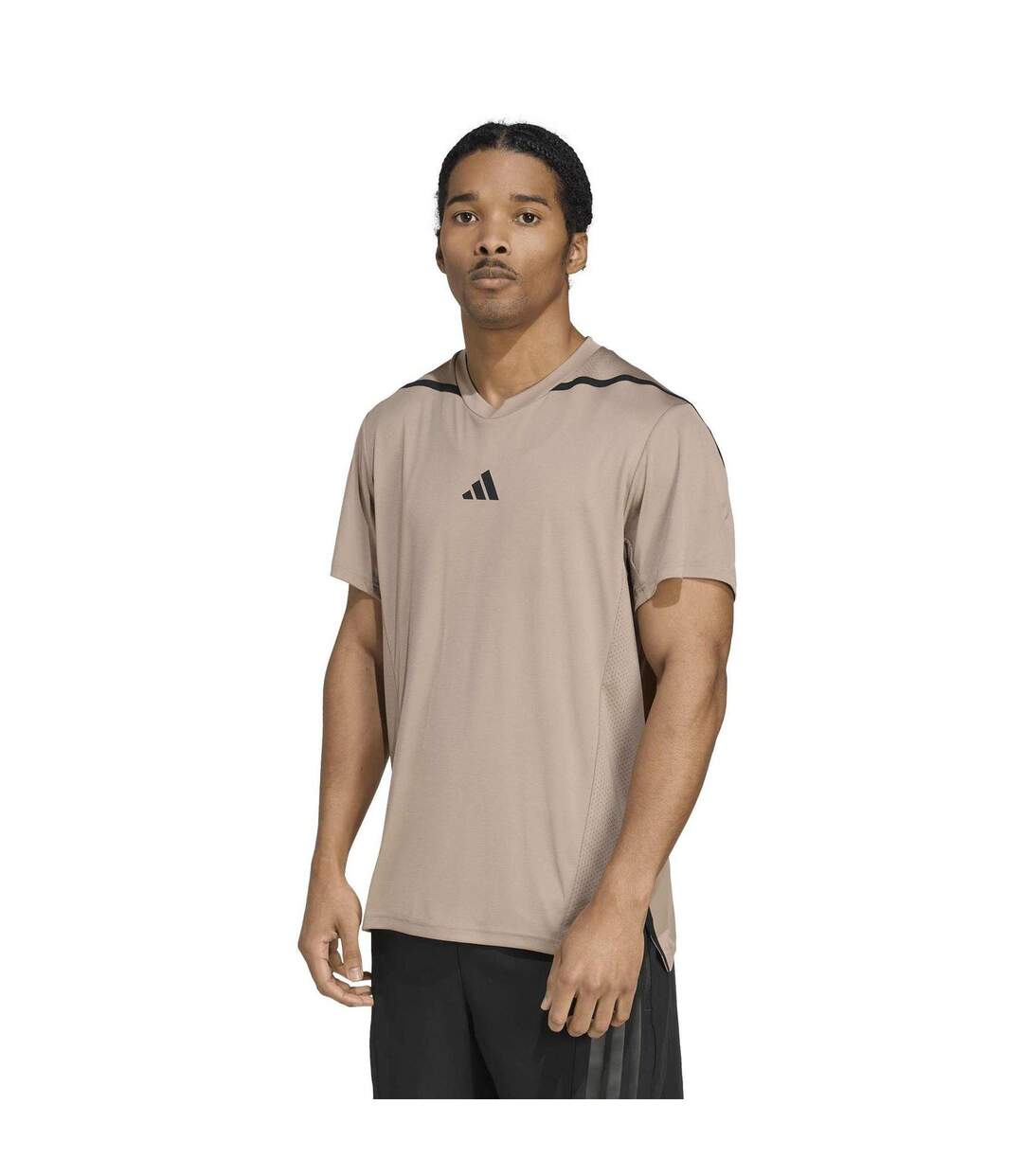 Mens Designed For Training T-shirt Brown Adidas-4