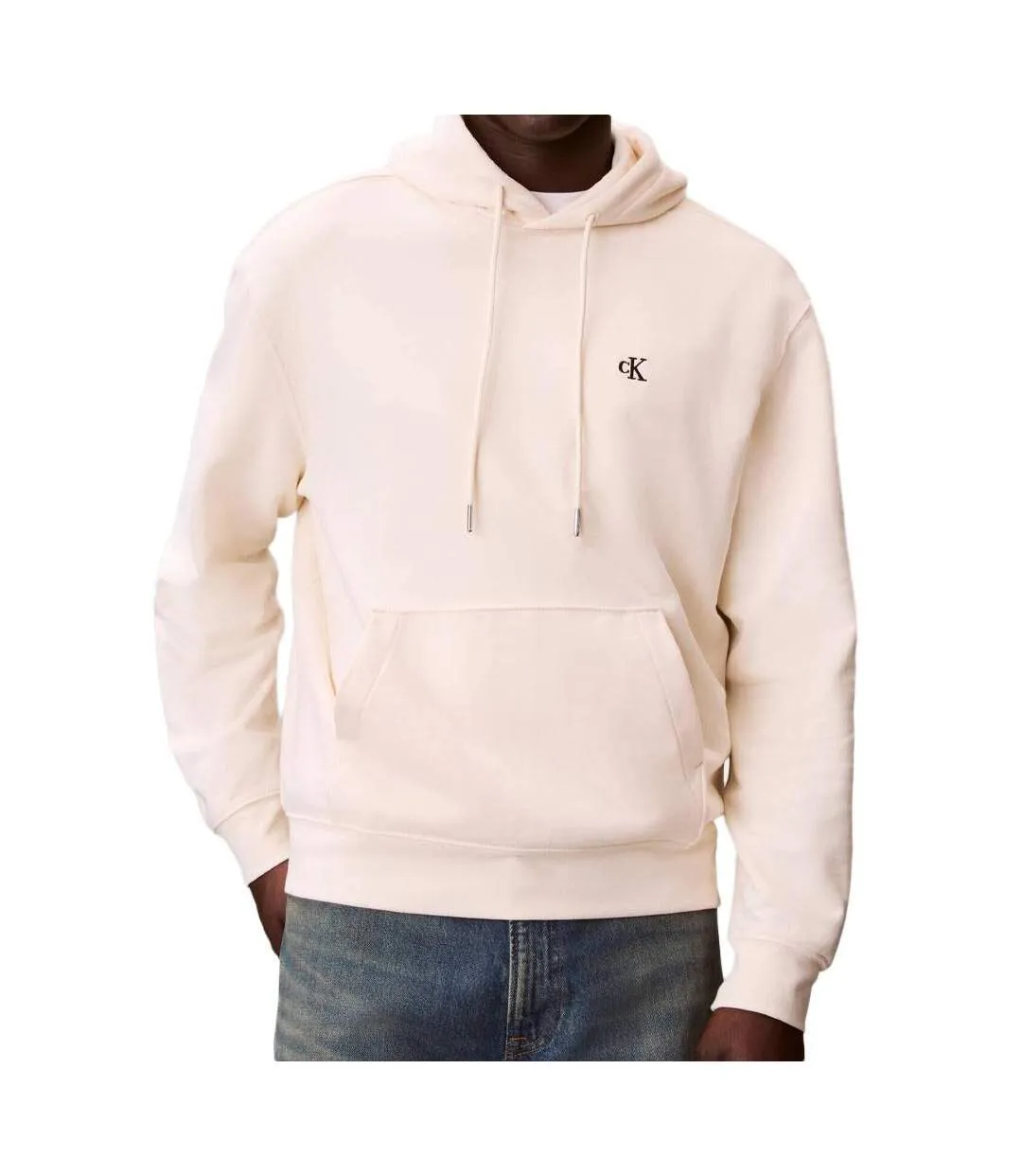 Sweat à capuche beige homme calvin klein jeans  350 terry-1